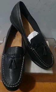 Trotters Damen Dawson, Leder Mokassin, schwarze Slipper Halbschuhe, Größe 11 WW - Bild 1 von 16