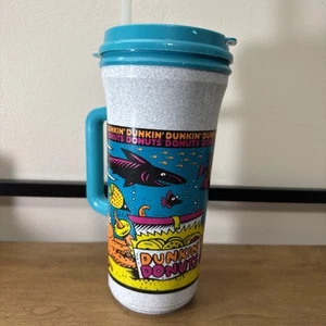 Vintage Whirley 90s Dunkin Donuts 32oz Insulated Travel Tumbler Mug With Straw - Picture 1 of 10