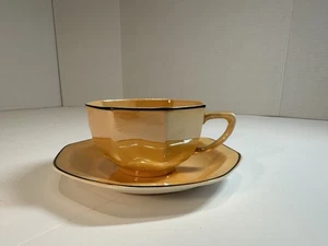 Vtg China Peach Orange Lustreware Tea Cup and Saucer Japan Steubenville - Picture 1 of 4