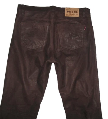 H. I. S - Hombre Vaqueros de Cuero/Nubuk- Pantalones Cuero En Dkl Braun Aprox. - Imagen 1 de 4