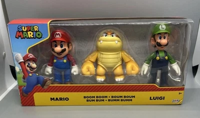 Juego de figuras de acción Nintendo Super Mario, Luigi y Boom Boom 4" - 3pk Foto 1 de 2