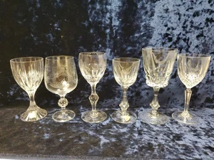 6) Wine / Water Glasses Clear Goblets  Mismatched Vintage Stemware  🤩STUNNING! - Picture 1 of 9