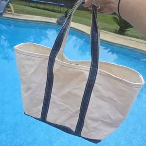  L.L. Bean Canvas Boat And Tote Navy Blue Medium  - Picture 1 of 12