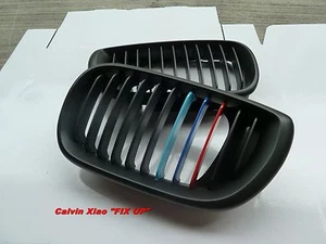MIT M COLOR MATT BLACK KIDNEY GRILLE BMW E46 4D 3 SERIES 2003-2004 - Picture 1 of 5