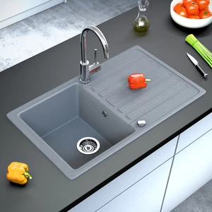 BERGSTROEM Évier de cuisine en granit encastré réversible 765x460 gris