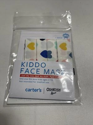 Kiddo Face Mask Hearts Washable Cloth Mask 1 Pack Washable Carter’s Osh Kosh - Image 1 of 2