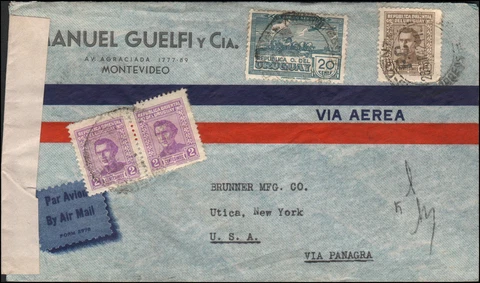 Montevideo to Utica NY, 1942, censored Cover