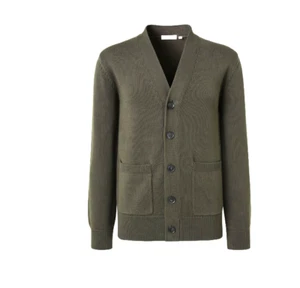 Moncrief London Herren Kurt dunkelkhaki Knopfleiste Strick Cardigan £195 authentisch - Bild 1 von 8