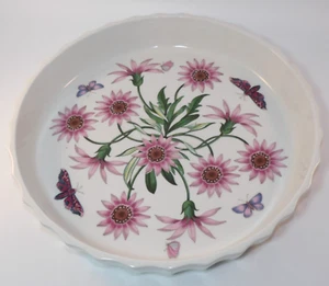 Portmeirion Botanic Garden 12" Vitrified Quiche Flan Dish Treasure Flower VGUC - Picture 1 of 6