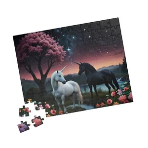 Mystical Black and White Unicorns Puzzle for Adults and Teens 110 pcs, Puzzles - Picture 1 of 4