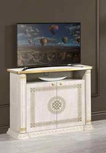 NEW AURORA ITALIAN HIGH GLOSS CREAM & GOLD TV UNIT - Picture 1 of 2