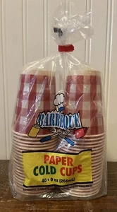 VTG Red Checkered Extra Strength Paper Cold Cups 40- 9 ounce Pack. NIP - Picture 1 of 4