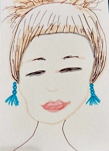1Original Person Kunstkarte, ACEO, dorisann1022 Marker Porträt Gesicht Außenseiter Opry - Bild 1 von 3