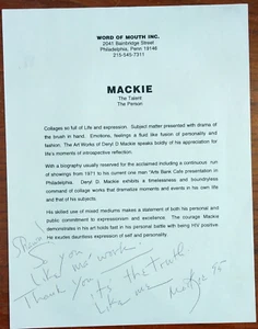 African-American Artist Deryl D. Mackie (1949-2006) Signed Promotional Flyer - Picture 1 of 2
