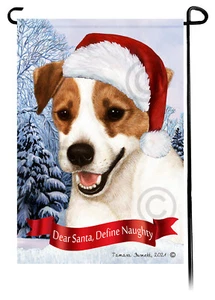 Dear Santa, Define Naughty Garden Flag - Brown & White Jack Russell Terrier 076 - Picture 1 of 1