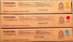 Genuine Toshiba T-FC505U-C/M/Y toner set for eStudio 2505AC to 5005AC - Picture 1 of 1