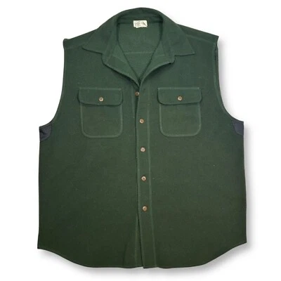 J. Crew Fleece Vest Mens L Button Front Sleeveless Pockets Green Mens Large - Image 1 of 4