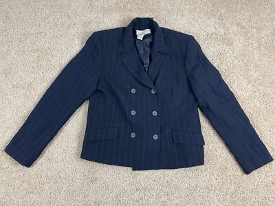 Norton McNaughton Suit Jacket Womens Size 8 Notch Lapel Double Breasted Blue - Image 1 of 4