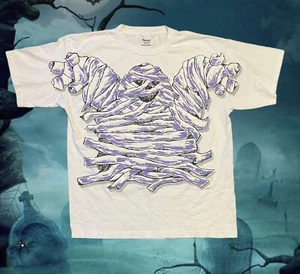 VTG 90s Glow In The Dark Mummy T Shirt Big Print AOP Murina XL Single Stitch - Picture 1 of 11