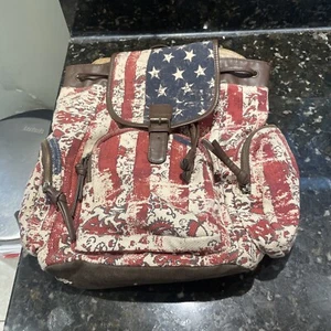 VINTAGE SELTENER RUCKSACK MOSSIMO SUPPLY CO. PATRIOTISCH US-FLAGGE - Bild 1 von 6