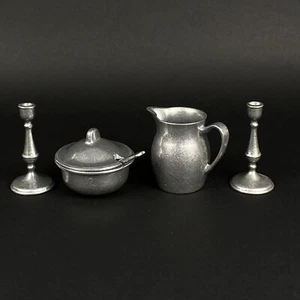 Juego de candelabros de peltre y azúcar crema de la época medieval de Carson - Imagen 1 de 9