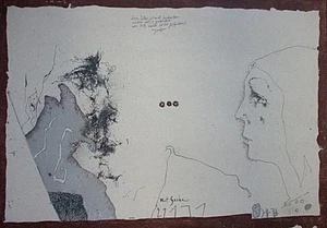 HORST JANSSEN, Farb-Lithographie 1971, signiert, Selbst mit Gesche - Bild 1 von 6