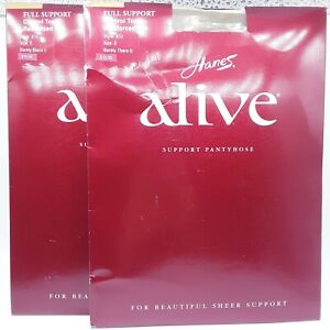 NOS Vintage 90s Lot of 2 Hanes Alive All-Sheer Support Pantyhose Size E New c8