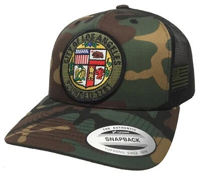City of Los Angeles 2 logos hat camo black mesh - Image 1 of 3
