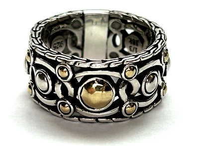 Precioso anillo banda John Hardy con cuentas de plata de ley 925 1/3 18K YG talla 7,25 Foto 1 de 4