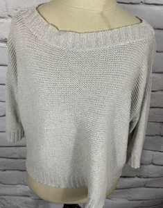 Maglione donna Eileen Fisher taglia S beige manica lunga misto lino - Foto 1 di 6
