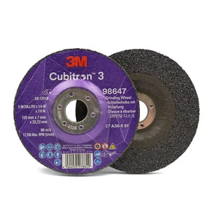 3M 125mm / 5" x 7mm 36 Grit Cubitron 3 Depressed Center Grinding Disc - 10 Each - Picture 1 of 9