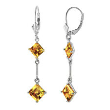 14K. SOLID GOLD LEVERBACK EARRINGS WITH CITRINES (White Gold)