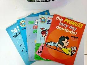 Peanuts Puzzle Books Lot of 5 Dot-to-Dot Snoopy Maze Crossword Unused Vintage - Picture 1 of 11