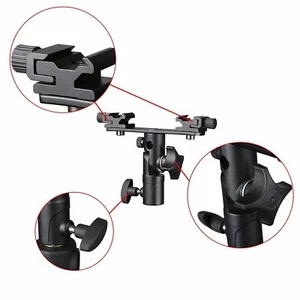 Alloy T Type Dual Flash Bracket Flash Speedlite Stand 2 Cold Shoe Mount Plate - Picture 1 of 8