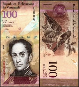 Banknote - 2015 Venezuela, 100 Bolivares, P93i UNC, Bolivar (F) Birds (R) - Bild 1 von 1