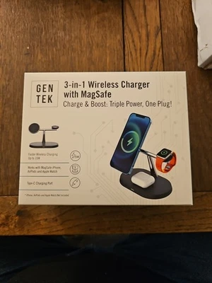 NIB - Gen Tek 3-in-1 Magnetic Wireless Charging Station - SEALED - Image 1 of 4