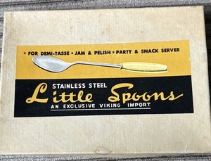Vintage Wikinger Edelstahl kleine Löffel Snack Servierer Made in Japan Party Größe - Bild 1 von 7