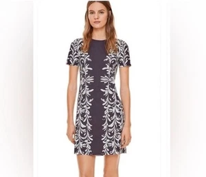 Tory Burch Dress Size Large Brushstroke Symphony Gray White Shift Mini - Picture 1 of 8