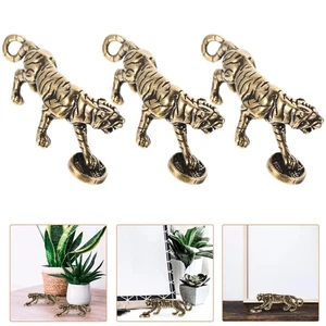 3 Pcs The Keychain of Treasure Tiger and Leopard Brass Ornament Figurine Office - Bild 1 von 12