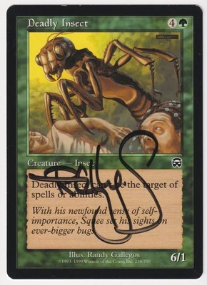 Signed Deadly Insect Proof MP Mercadian Masques Artist Randy Gallegos MTG AP! - Image 1 of 2