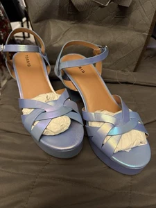 Torrid Platform Iridescent Flared Heel Sandal New 11.5 WW - Picture 1 of 11