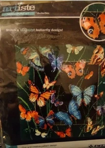 Vintage Zweigart Artiste Nadelspitzen-Set Schmetterlinge 1088939 14x14 Design Oma - Bild 1 von 3