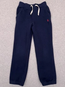 Polo Ralph Lauren Fleece Sweatpants Kids Small (8) Navy Blue Pony Drawstring - Picture 1 of 8