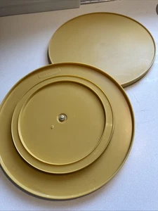 Vintage Set 2 Rubbermaid Ernte Gold Kunststoff Lazy Susan 70er 10,5" gelb Küche - Bild 1 von 6