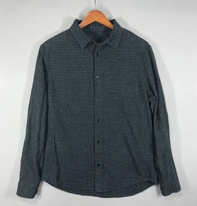 H&M Shirt Men's Medium Black Gray Check Regular Fit Button Down Long Sleeve Cott - Picture 1 of 11