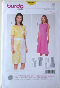 Burda Style 6499 Misses Dresses Robe Vestido Sewing Pattern Sz 8-20 - Picture 1 of 1