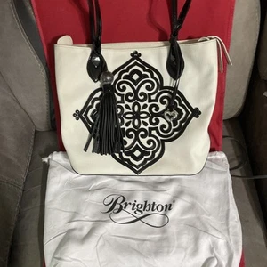 Brighton Starla Medallion Tote Handtaschen schwarz-weiß mit Staubbeutel - Bild 1 von 12