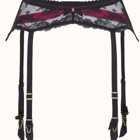 AGENT PROVOCATEUR MADDY Black and Hot Pink Suspender/Garter Belt AP 3/6-8 RARE🔥