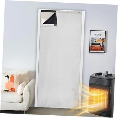 Cortina de puerta con aislamiento térmico impermeable de 1 panel 39" x 82" blanco grisáceo Foto 1 de 4