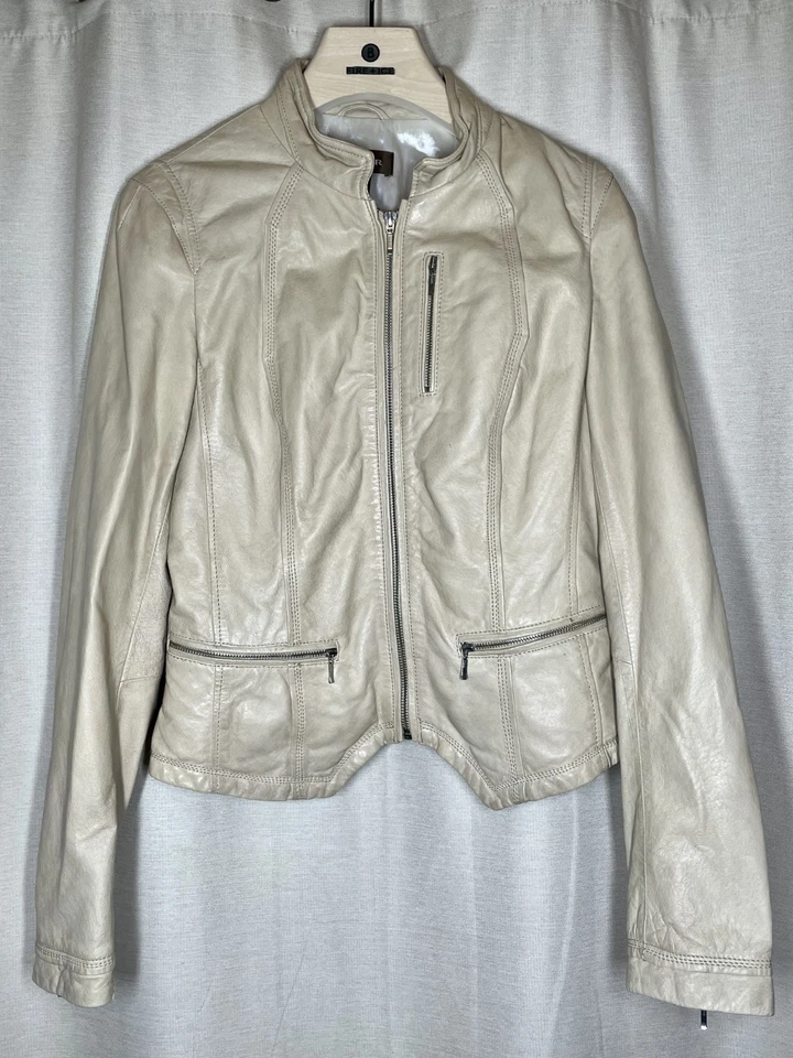 Vintage - Chaqueta de cuero Danier forrada - Color crema - Talla S Foto 1 de 4